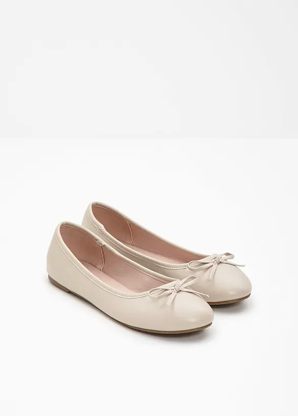 Ballerinas mit Schleife in beige - bonprix