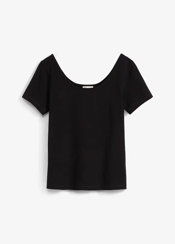 T-Shirt mit tiefem Rückenausschnitt aus Baumwoll-Mix in schwarz von vorne - bonprix T-Shirt mit tiefem Rückenausschnitt aus Baumwoll-Mix in schwarz von vorne - bonprix
