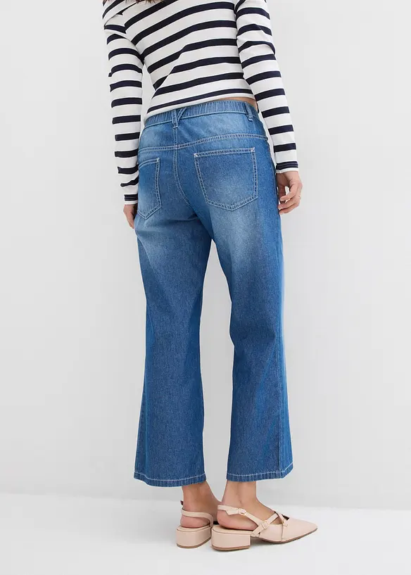 Straight-Jeans Mid Waist, Bequembund Low Stretch cropped in blau von hinten - bonprix