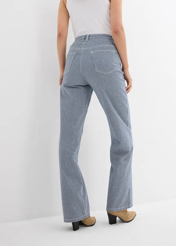 Loose Straight-Jeans, High Waist, Streifen in blau von hinten - bonprix
