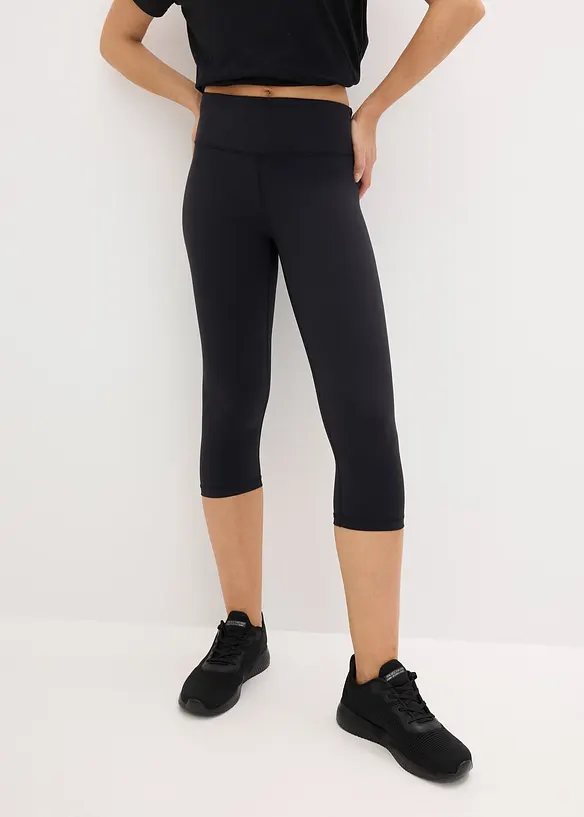 Ultraleichte Sport-Caprileggings, schnelltrocknend in schwarz von vorne - bonprix