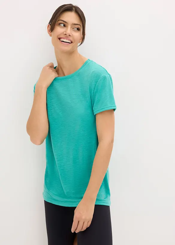 Sport-Shirt in Baumwolloptik (2er Pack), schnelltrocknend in grün von vorne (im Anschnitt) - bonprix