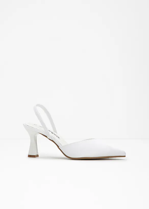 Slingpumps in Satin-Optik in weiß - bonprix