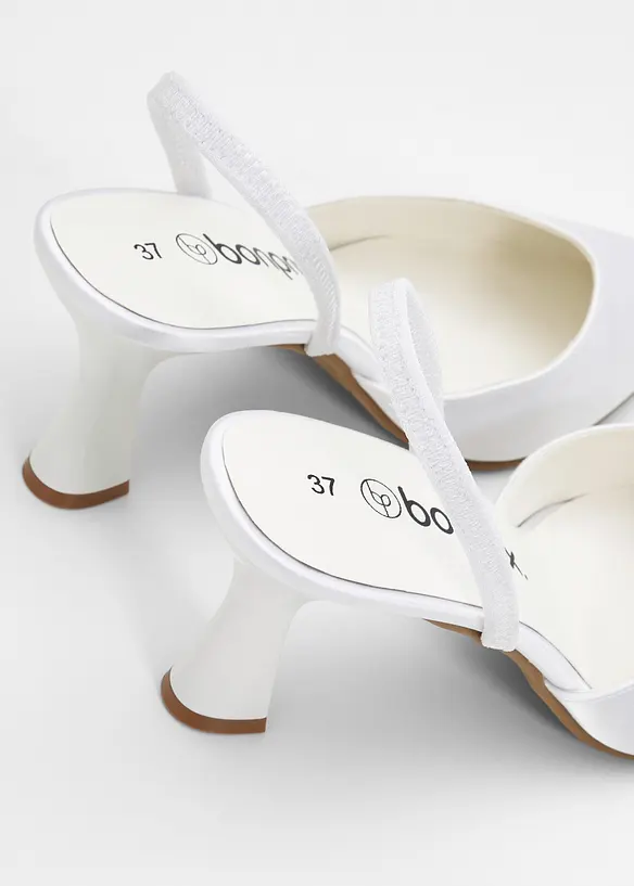 Slingpumps in Satin-Optik in weiß - bonprix