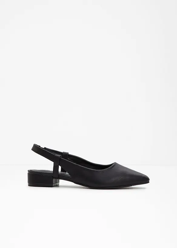 Slingpumps mit flachem Absatz in schwarz - bonprix