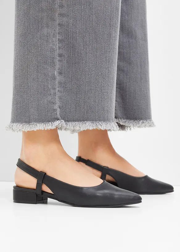 Slingpumps mit flachem Absatz in schwarz - bonprix