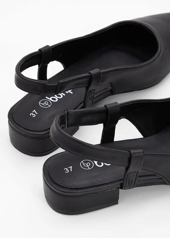 Slingpumps mit flachem Absatz in schwarz - bonprix