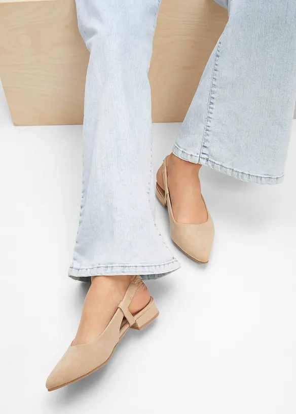Slingpumps mit flachem Absatz in beige - bonprix