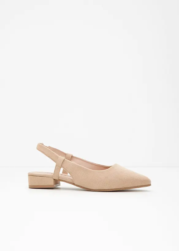 Slingpumps mit flachem Absatz in beige - bonprix