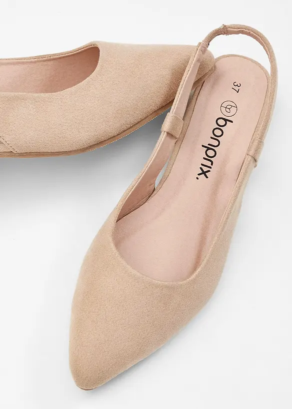 Slingpumps mit flachem Absatz in beige - bonprix
