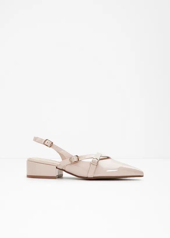 Slingpumps in Lack-Optik in beige - bonprix