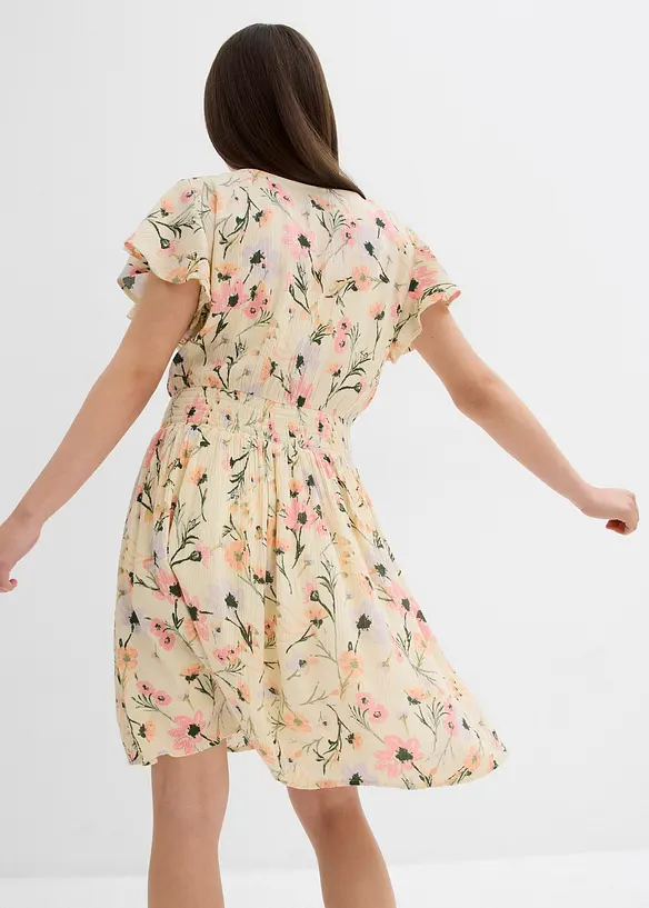 Kleid aus fließender Viskose in beige von hinten (Totalaufnahme) - bonprix