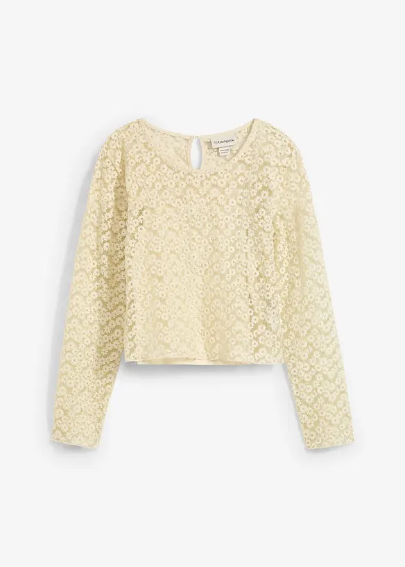 Spitzenbluse mit Jeseytop (2tgl. Set) in beige von vorne - bonprix