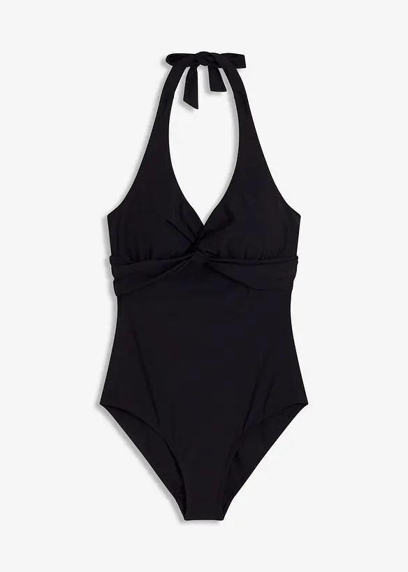 Light Shape-Badeanzug mit Neckholder-Trägern in schwarz von vorne - bonprix