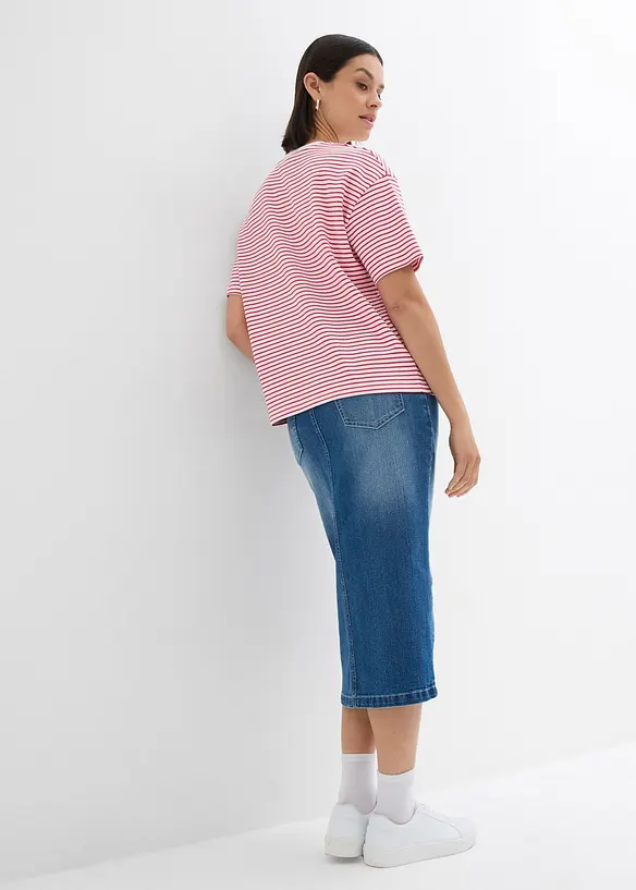 Gestreiftes T-Shirt mit Stickerei in rot von hinten (im Anschnitt) - bonprix Gestreiftes T-Shirt mit Stickerei in rot von hinten (im Anschnitt) - bonprix