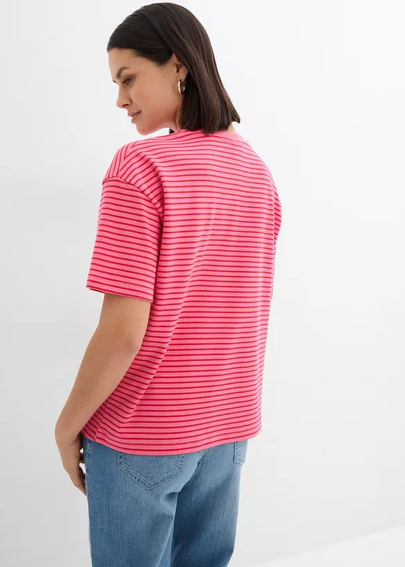 Gestreiftes T-Shirt mit Stickerei in pink von hinten (im Anschnitt) - bonprix Gestreiftes T-Shirt mit Stickerei in pink von hinten (im Anschnitt) - bonprix