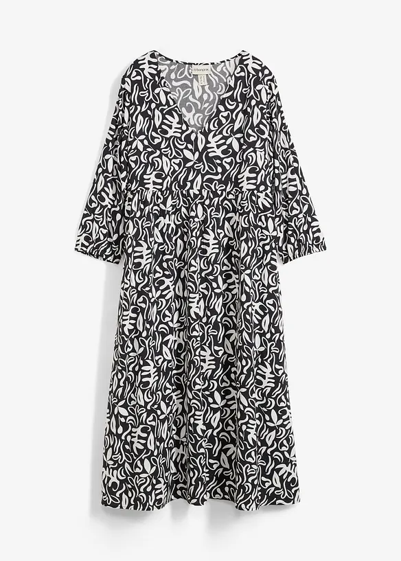 Kleid in Midilänge aus fließender Viskose in schwarz von vorne - bonprix Kleid in Midilänge aus fließender Viskose in schwarz von vorne - bonprix