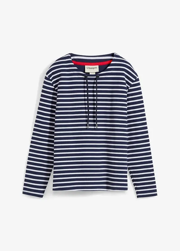 Sweatshirt aus Strukturmaterial in blau von vorne - bonprix
