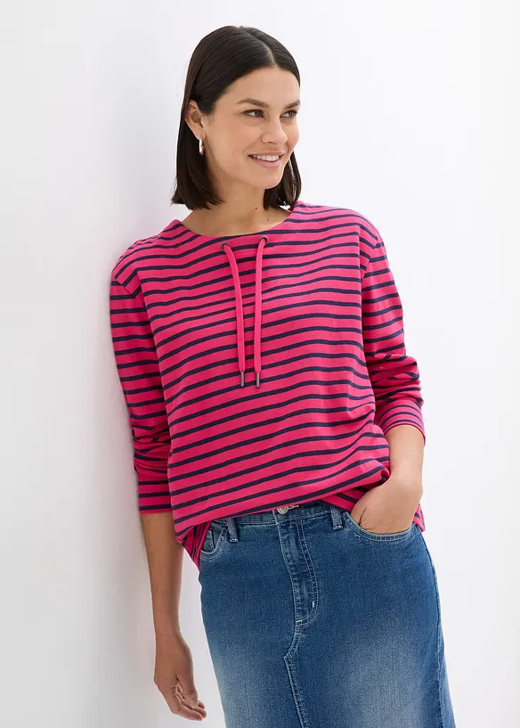 Sweatshirt aus Strukturmaterial in pink von vorne (im Anschnitt) - bonprix Sweatshirt aus Strukturmaterial in pink von vorne (im Anschnitt) - bonprix