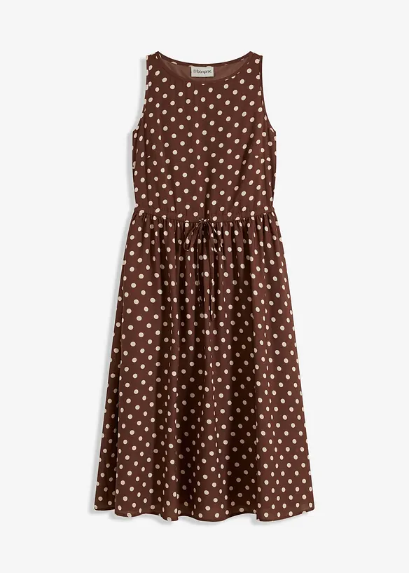 Midikleid mit Bindeband in braun von vorne - bonprix Midikleid mit Bindeband in braun von vorne - bonprix