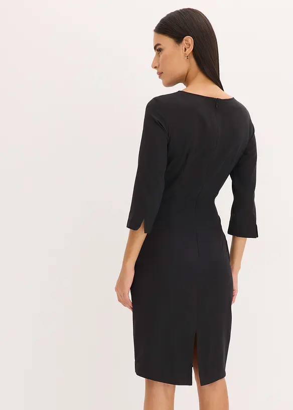 Kleid mit Bindedetail in schwarz von hinten (Totalaufnahme) - bonprix