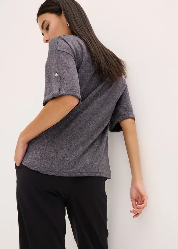 Glitzer Viskose-Shirt mit Glanzdruck in grau von hinten (im Anschnitt) - bonprix