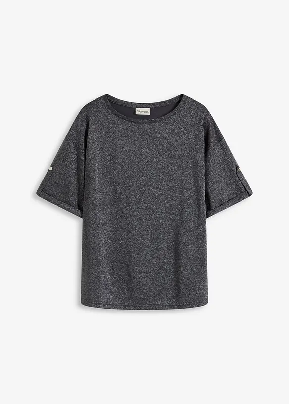 Glitzer Viskose-Shirt mit Glanzdruck in grau von vorne - bonprix