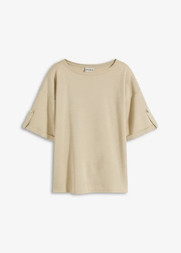 Glitzer Viskose-Shirt mit Glanzdruck in beige von vorne - bonprix Glitzer Viskose-Shirt mit Glanzdruck in beige von vorne - bonprix