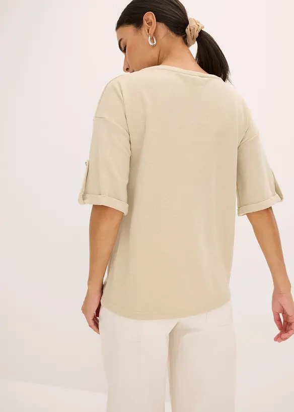 Glitzer Viskose-Shirt mit Glanzdruck in beige von hinten (im Anschnitt) - bonprix Glitzer Viskose-Shirt mit Glanzdruck in beige von hinten (im Anschnitt) - bonprix