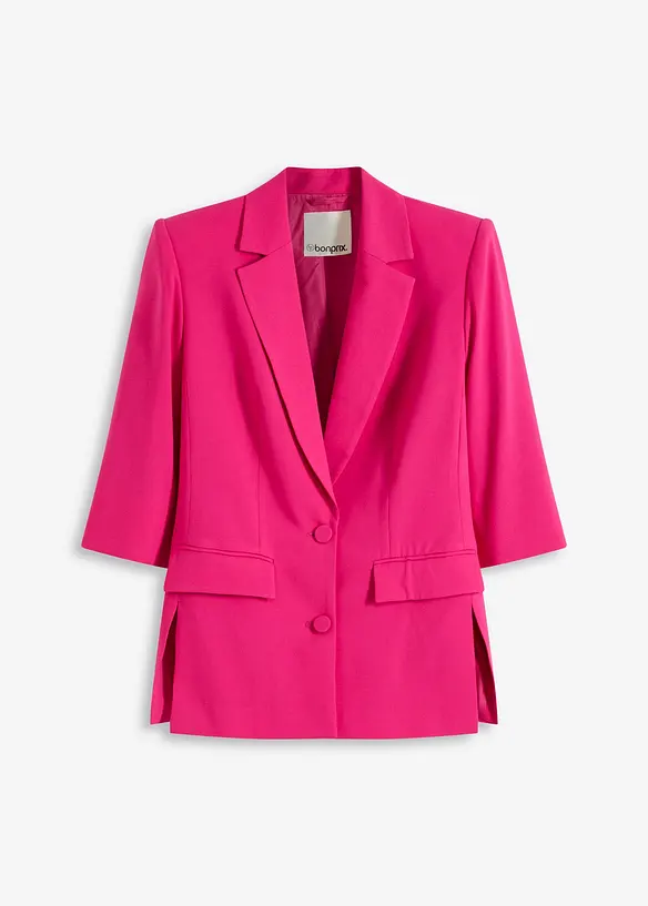 Blazer mit modisch betonten Schultern aus softem Viskose-Mix in pink von vorne - bonprix
