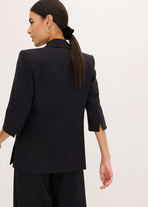 Blazer mit modisch betonten Schultern aus softem Viskose-Mix in schwarz von hinten (im Anschnitt) - bonprix