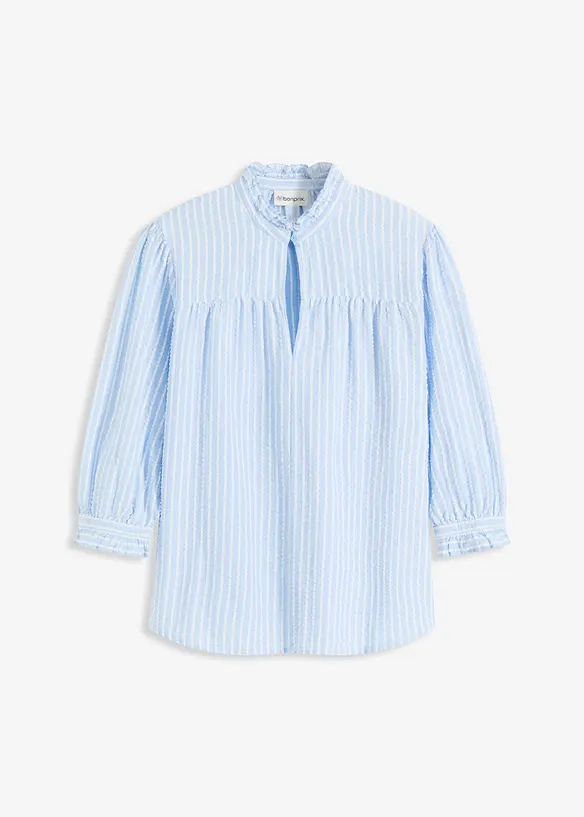 Bluse aus Baumwoll-Viskose Mix in blau von vorne - bonprix