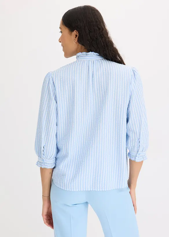 Bluse aus Baumwoll-Viskose Mix in blau von hinten (im Anschnitt) - bonprix