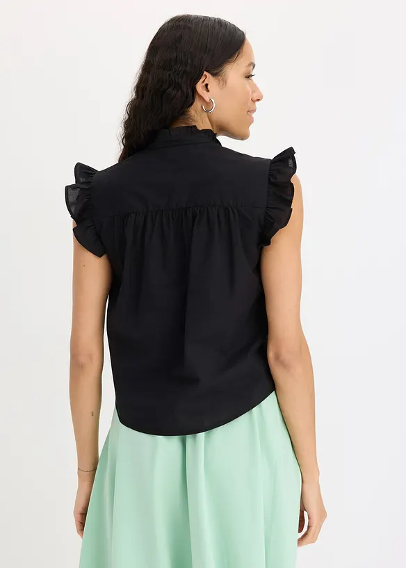Bluse aus reiner Baumwolle in schwarz von hinten (im Anschnitt) - bonprix