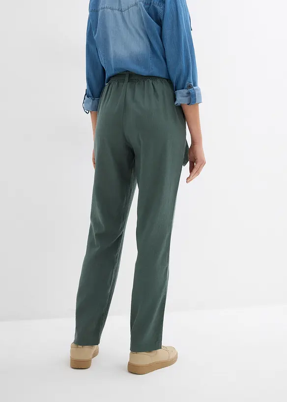 Schlupfhose aus luftigem Leinen-Viskose-Mix in grün von hinten - bonprix Schlupfhose aus luftigem Leinen-Viskose-Mix in grün von hinten - bonprix