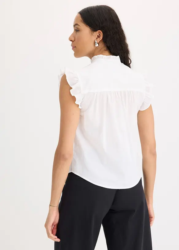Bluse aus reiner Baumwolle in weiß von hinten (im Anschnitt) - bonprix