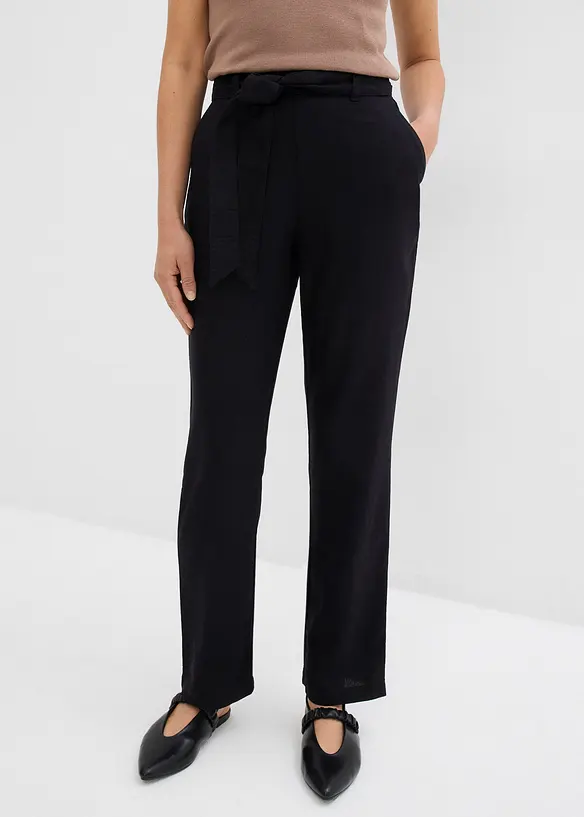 Schlupfhose aus luftigem Leinen-Viskose-Mix in schwarz von vorne - bonprix Schlupfhose aus luftigem Leinen-Viskose-Mix in schwarz von vorne - bonprix