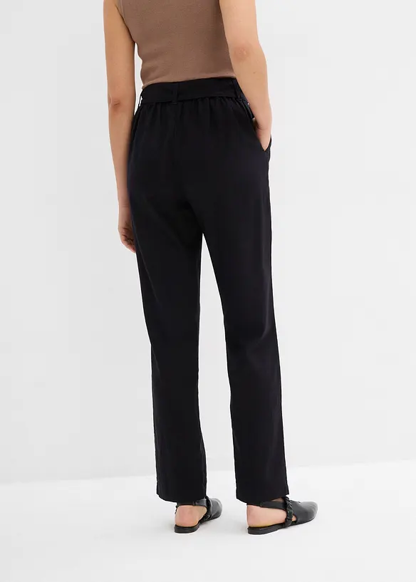 Schlupfhose aus luftigem Leinen-Viskose-Mix in schwarz von hinten - bonprix Schlupfhose aus luftigem Leinen-Viskose-Mix in schwarz von hinten - bonprix