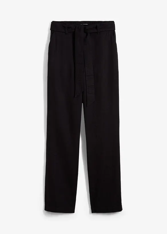 Schlupfhose aus luftigem Leinen-Viskose-Mix in schwarz von vorne - bonprix Schlupfhose aus luftigem Leinen-Viskose-Mix in schwarz von vorne - bonprix
