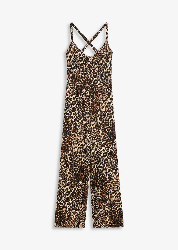 Jersey-Jumpsuit in braun von vorne - bonprix