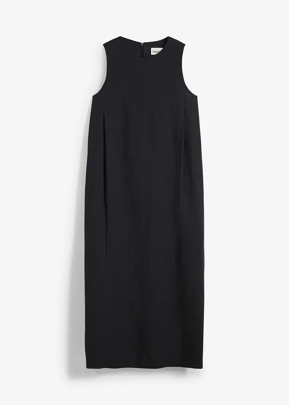 Midikleid aus softem Viskose-Mix in schwarz von vorne - bonprix