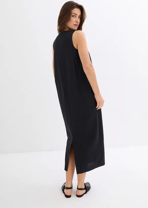 Midikleid aus softem Viskose-Mix in schwarz von hinten (Totalaufnahme) - bonprix