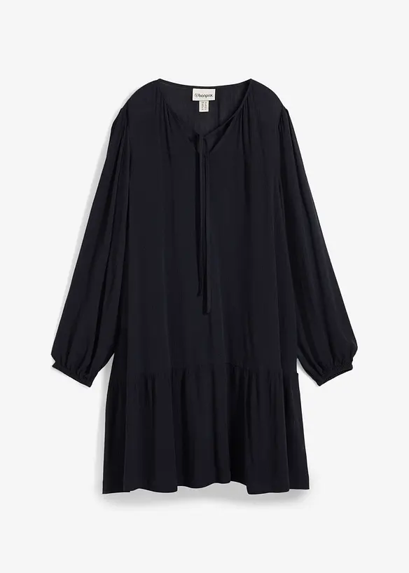 Tunika-Kleid aus fließender Viskose in schwarz von vorne - bonprix