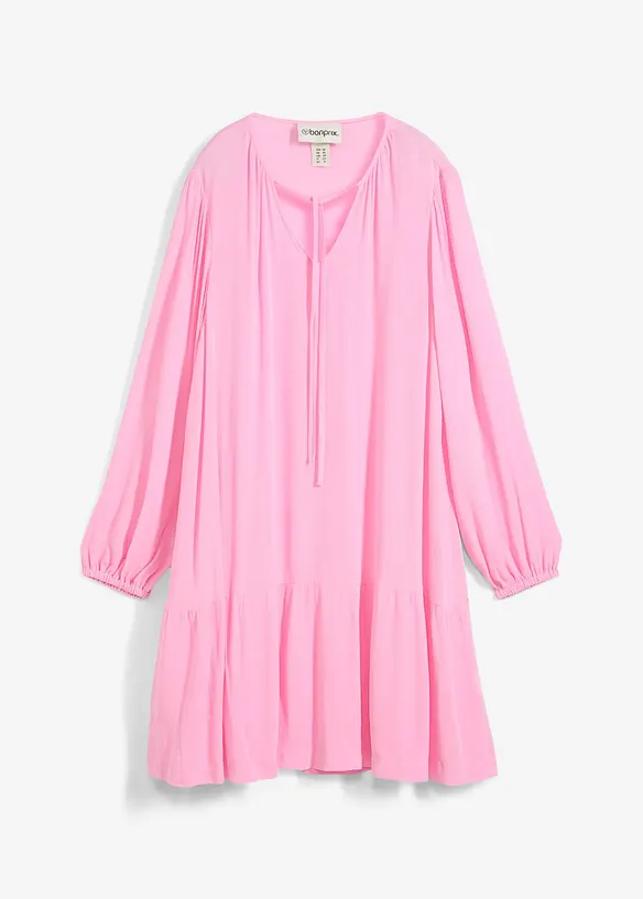 Tunika-Kleid aus fließender Viskose in rosa von vorne - bonprix