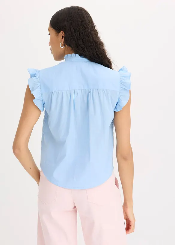 Bluse aus reiner Baumwolle in blau von hinten (im Anschnitt) - bonprix