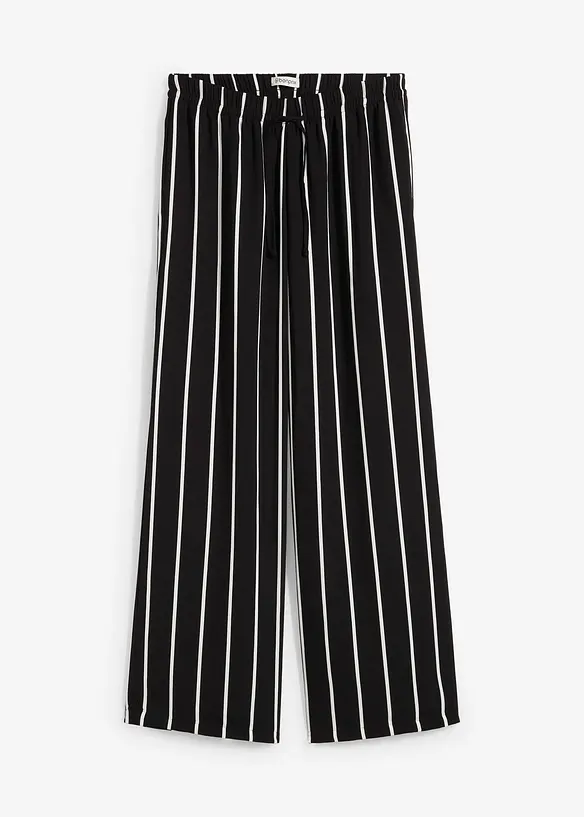 Marlenehose aus leichtem Crêpe in schwarz von vorne - bonprix