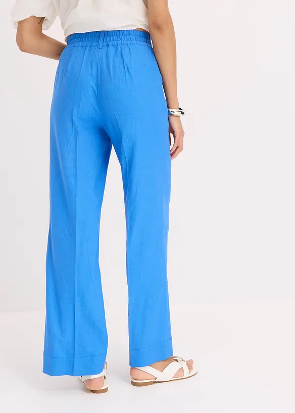 Palazzo-Hose aus Leinen-Mix in blau von hinten - bonprix