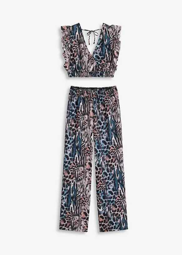 Top und Hose (2-tlg.Set) in blau von vorne - bonprix