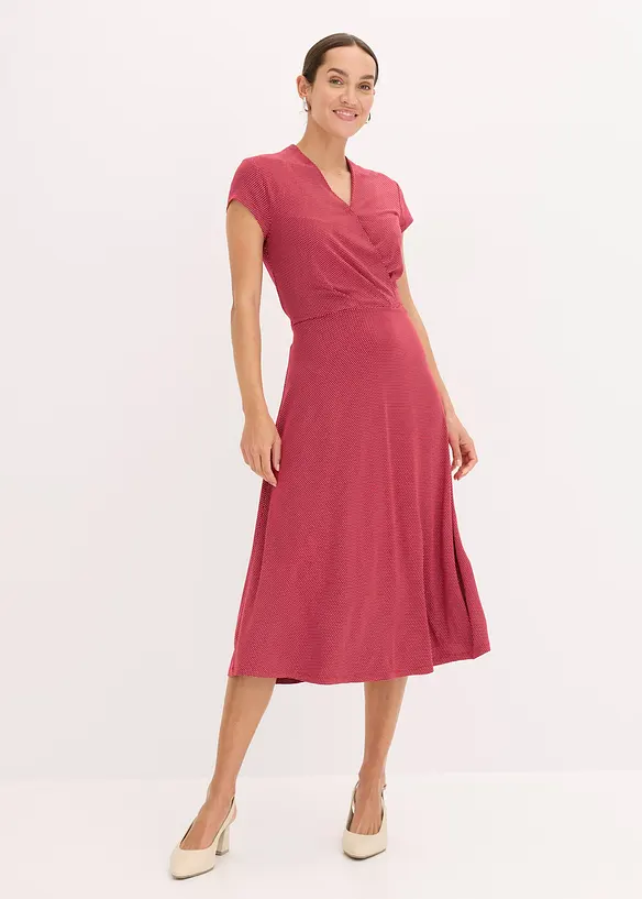 Midikleid aus fließendem Viskose-Mix in rot von vorne (Totalaufnahme) - bonprix