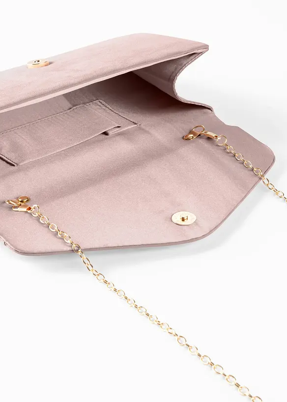Clutch mit Überschlagdetails in rosa geöffnet - bonprix
